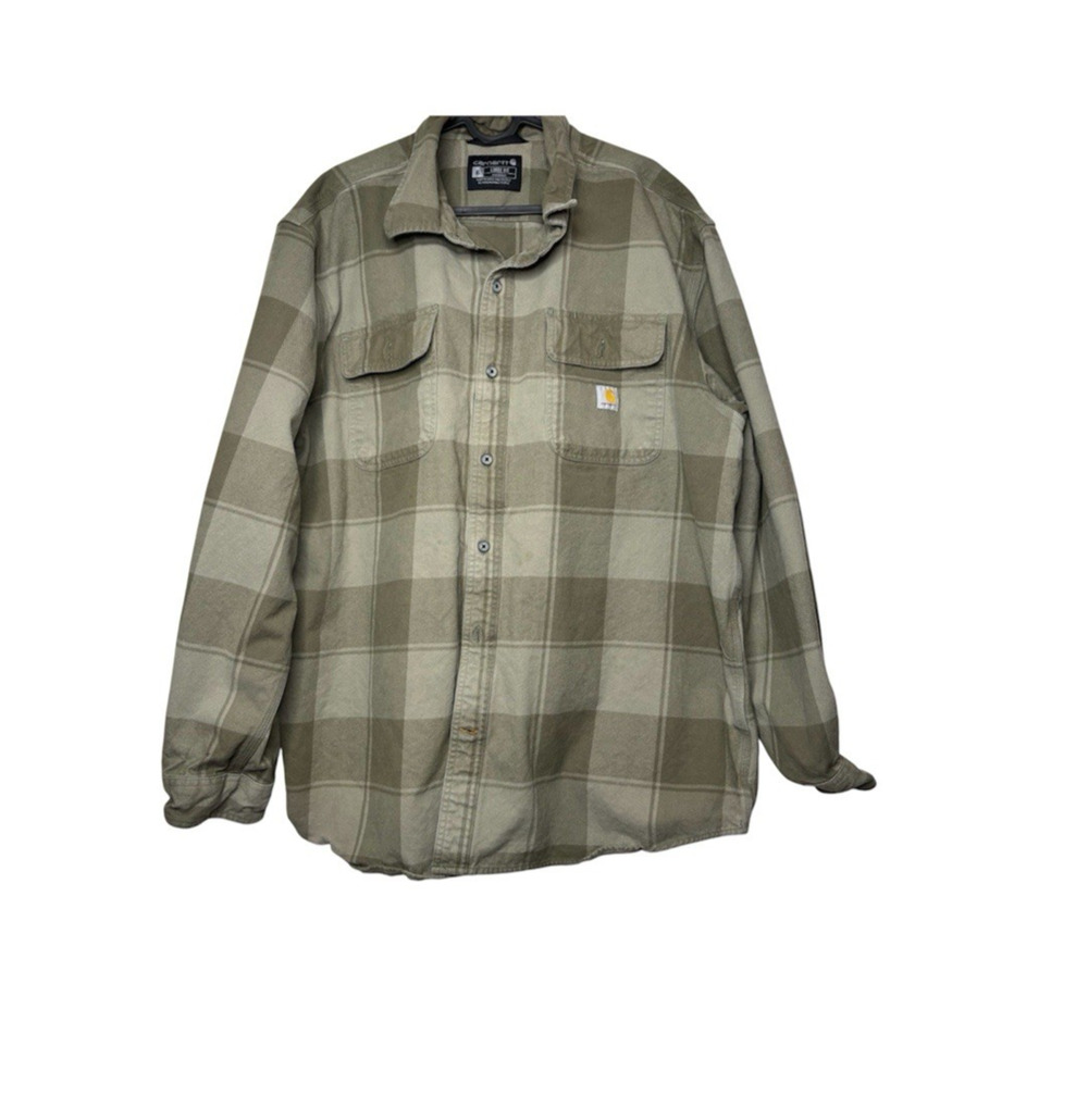 Carhartt Men's XL Green Plaid trucker Flannel Casual Button Down Shirt